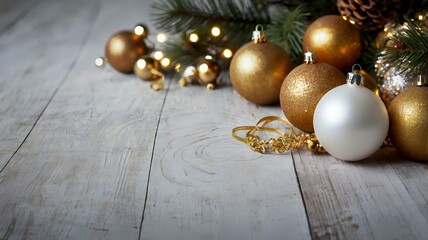 Fototapeta premium christmas decoration background with copy space for business, greeting card, banner, flyer