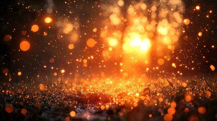 Glowing Sunlight Through Raindrops Creating a Beautiful Sparkle Effect in Nature