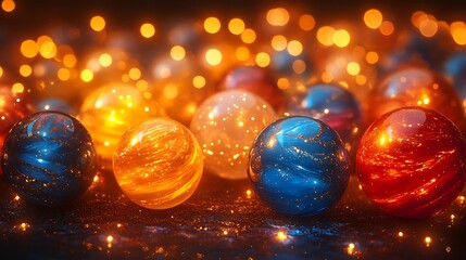 Festive Glass Balls  Sparkling Lights  Abstract Holiday Background