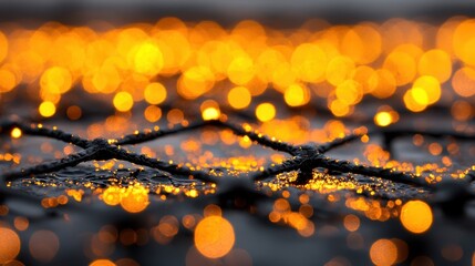 Glimmering Droplets and Soft Light on Textured Surface Creating a Dreamy Atmosphere
