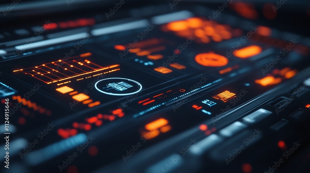 Poster digital business planning on futuristic touchscreen interface with 3d