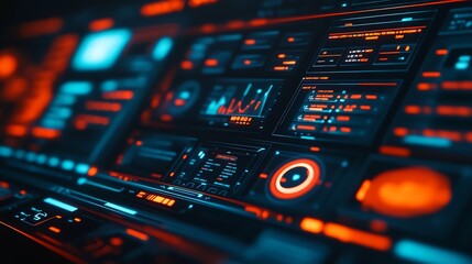 Obraz premium Digital Business Planning and Futuristic Interface on Touchscreen 3D