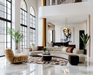 Stylish Art Deco Loft with Bold Metallic Finishes © InteriVio