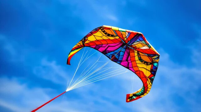 Vibrant Kite Soaring in a Clear Blue Sky