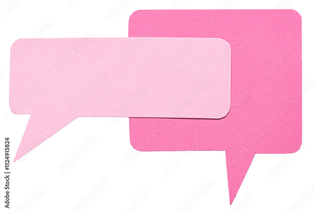 Fototapete pink blank cut out cardboard paper speech bubbles with rough edges round corners and copy space for 
