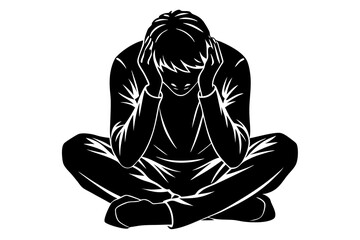 Desperate Young Man silhouette Vector illustration  
