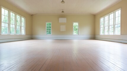 Obraz premium Empty Spacious Room with Large Windows and Natural Light Streaming In