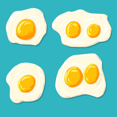Sunny side up egg, fried egg illustration suitable for flayer, tees design, poster etc