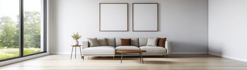 Bright and modern living room with a cozy sofa, clean lines, and natural light, perfect for relaxation and comfort.
