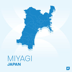 Miyagi vector map, Vector map of Miyagi, editable eps, AI files, Vector illustration of Miyagi vector map
