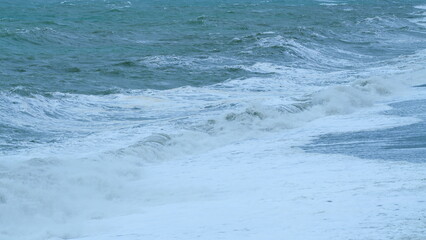 Wave Sea Storm. Ocean Sea Spray Great Big Waves. Natural Scene. Static.