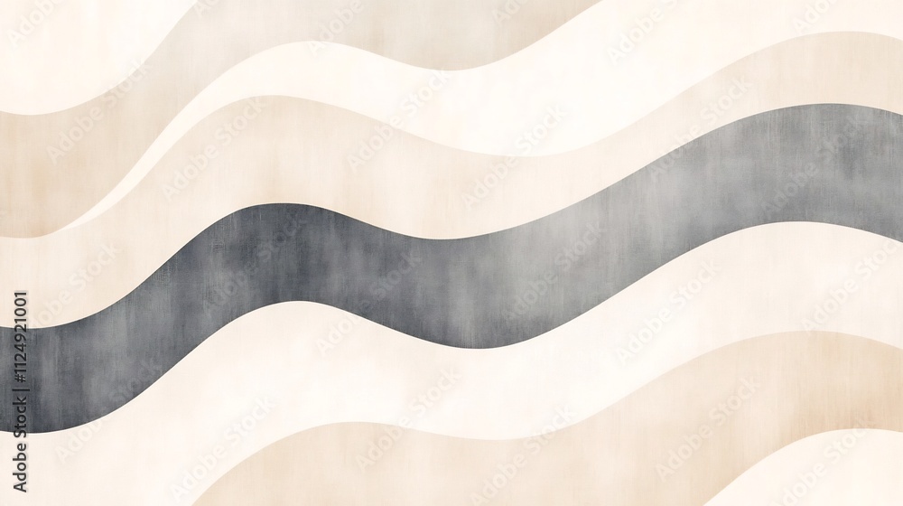 Poster serene scandinavian waves - minimalist monochromatic abstract background with soft textures