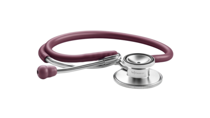 Stethoscope with metallic accents and soft ear tips, centered, isolated on white background