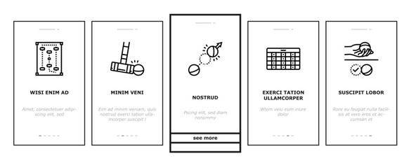 croquet mallet game ball onboarding mobile vector croquette old, tournament garden, lawn stick, grass sport, playing wooden croquet mallet game ball illustrations