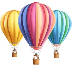 Fototapeta premium Three colorful hot air balloons ascending.