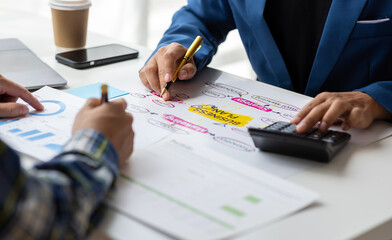Businessman meeting with colleagues discussing, brainstorming, planning a startup business project.