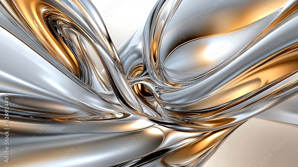 Poster mesmerizing metallic waves:an abstract and digital rendering