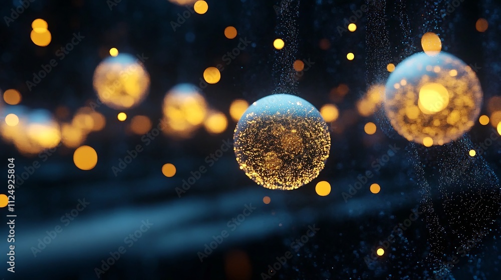 Poster glowing orbs of light in soft focus creating a dreamy bokeh effect