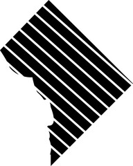 District of Columbia State Map Black silhouette graphic design elements . United States Capital Town Border, united state American City variations, isolated on transparent background,