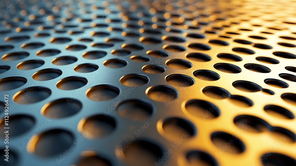 Poster textured metallic patterns on a luminous surface highlighted by soft shadows