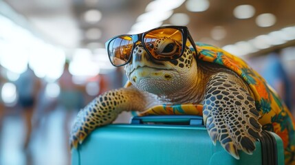 A turtle in oversized sunglasses.