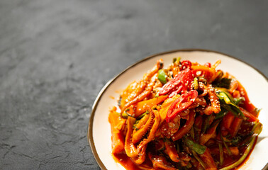 Stir fried squid on iron plate