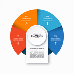 Infographic cycle diagram with 4 steps, parts. Vector infographic circular template with 4 options and place for text. Can be used for report, presentation, data visualization.