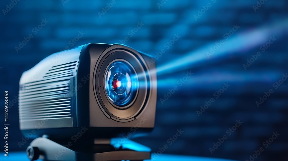 Aufkleber elegant projector displaying vibrant slides in dim room for business presentation