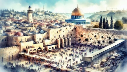 Naklejka premium Old sity Jerusalem Israel content created with generative AI software