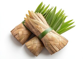Delicious ketupat, Indonesian rice cakes in palm leaf