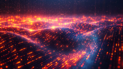 Obraz premium Technology background with floating, glowing data streams forming intricate patterns