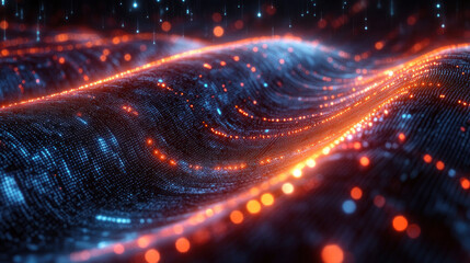 Obraz premium Technology background with floating, glowing data streams forming intricate patterns