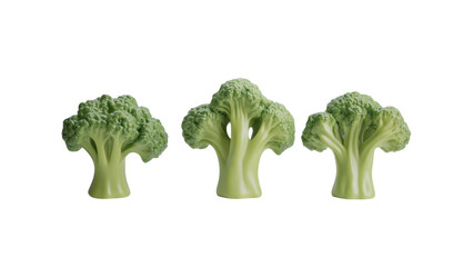 Broccoli with smooth, creamy flesh, a realistic, textured pit, showing fresh ripeness and health appeal, isolated on a white background