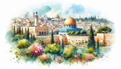 Old sity Jerusalem Israel content created with generative AI software