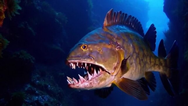 monster fish underwater is very scary