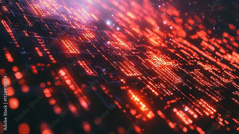 Fototapete modern technology background glowing binary codes
