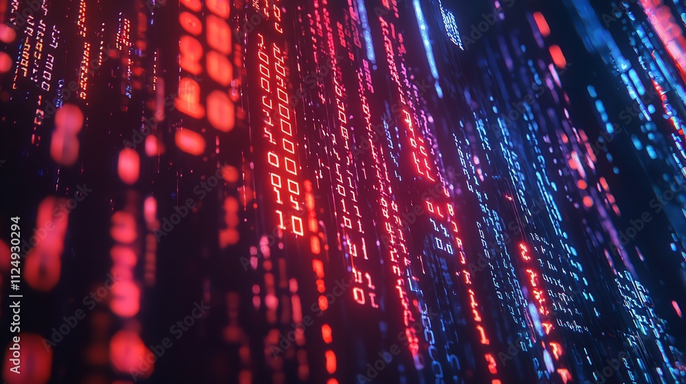 Fototapete modern technology background glowing binary codes