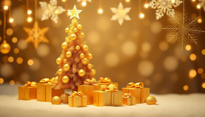 dazzling Christmas tree adorned in metallic tones