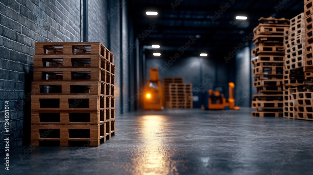 Poster efficient industrial warehouse with robotic stacking and automation