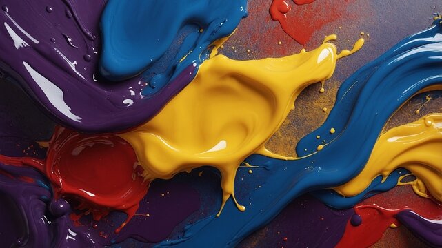 Acrylic Paints Splash in Vibrant Hues.