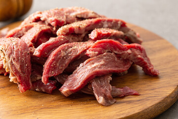 Raw meat on a cutting board