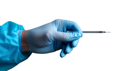 a Hand gloves syringe needle isolated on a transparent background