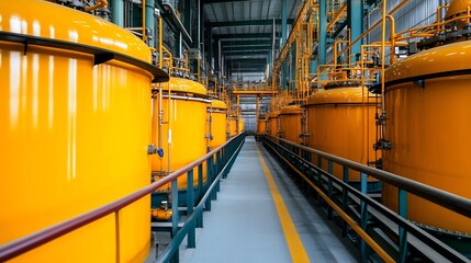Fototapeta premium Intricate Palm Oil Production Facility with Extensive Machinery and Piping Systems