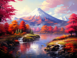 Outstanding Beautiful Japan Mountain Range Game Art