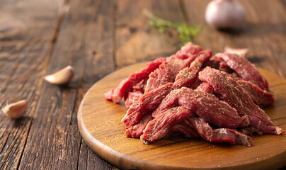Raw meat on a cutting board