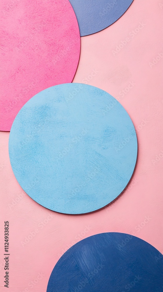 Aufkleber colorful circles creating a vibrant and modern abstract composition on pink background