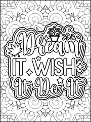 Inspirational Quote Coloring Page for Adults. Motivational Quote Coloring Page.