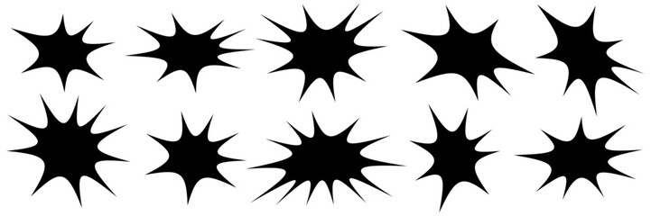 Black speech bubbles with sharp, starfish-like angles