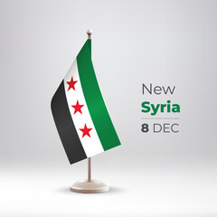 Syrian Table Flag on Stand with Elegant Design