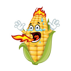 Spicy Corn Cartoon Character.